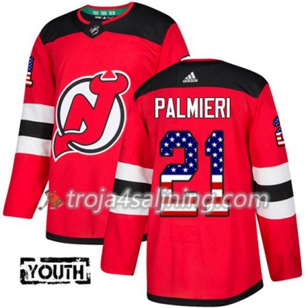 New Jersey Devils tröja Kyle Palmieri 21 Röd USA Flag Fashion 2017-2018 Adidas Authentic - NHL Tröjor Barn